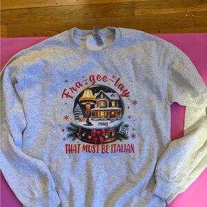 Gray Christmas Sweatshirt with Festive Print